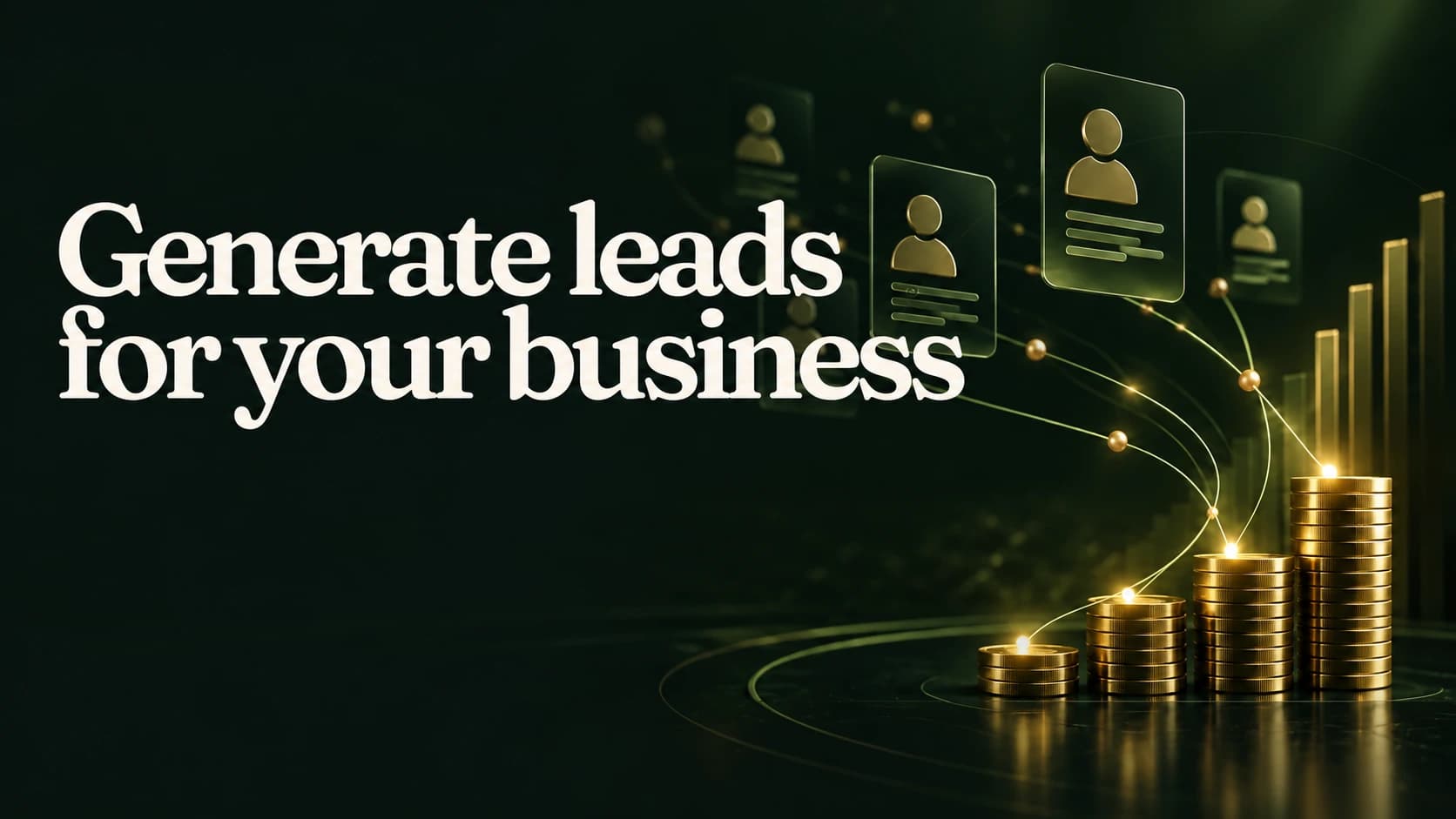 Lead Franchise hero banner with Generate leads for your business and gold connected lead artwork